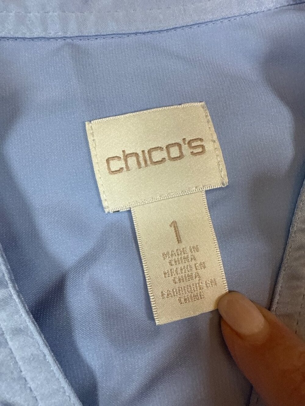 Chicos Womens Blue Tunic Shirt Size 1 With Pockets & Zipper (PP593) - Picture 6 of 10